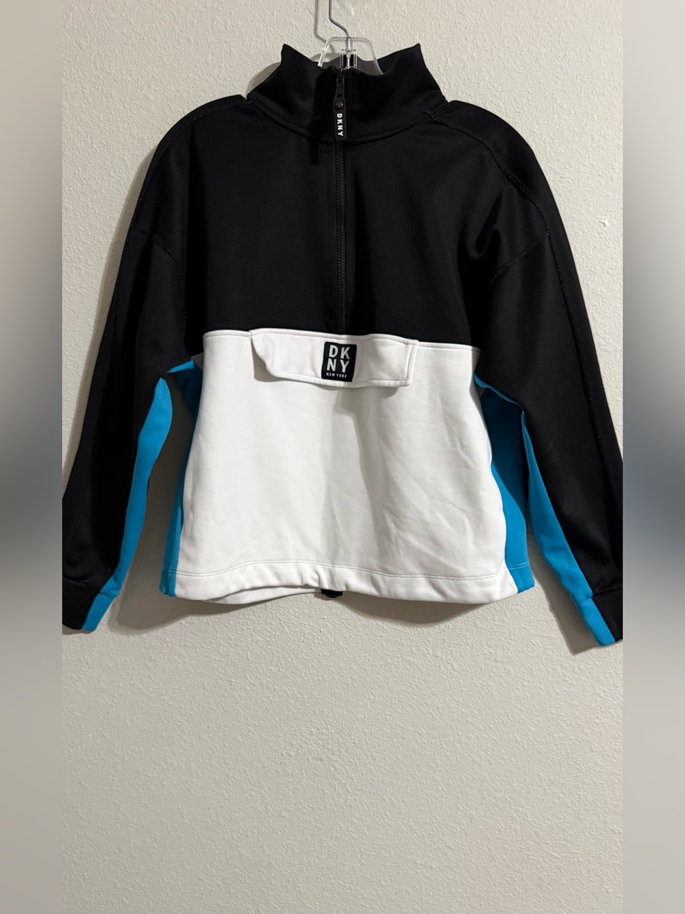 DKNY Black, White & Blue Colorblock Utility Jacket